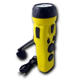 Yellow 4 n 1 Dynamo 3 LED Flashlight w/ Phone Charger